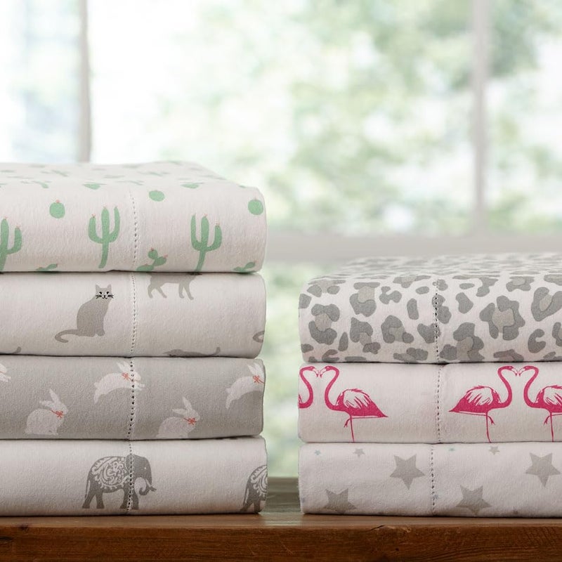 Pointehaven - 180PHKGSSLP 180 GSM Velvet Feel Luxury Cotton Printed Flannel Sheet Set, King, Leopard - Image 4